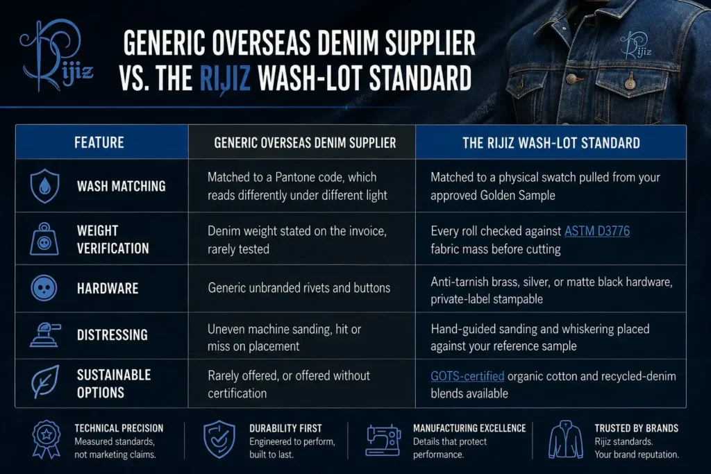 Generic Overseas Denim Supplier vs. the Rijiz Wash-Lot Standard
