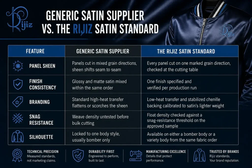 Generic Satin Supplier vs. the Rijiz Satin Standard